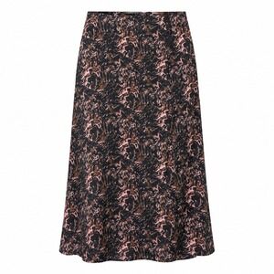 Halogen Marble Print Midi Skirt Side Slit Elastic Waist Black Pink Womens Sz MP
